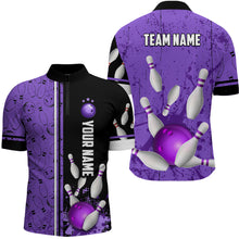 Load image into Gallery viewer, Custom Men Bowling Team Shirts Quarter Zip Bowling Jersey League Muticolor QZT474