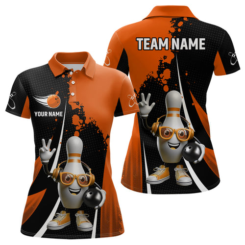 Custom Funny Bowling Shirts for Women Music Bowling Team Jersey Polo League QZT478