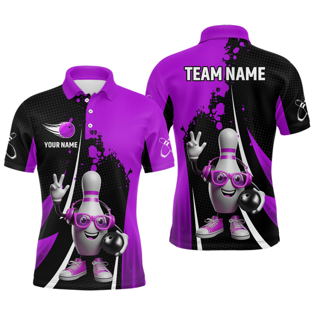 Custom Funny Bowling Shirts for Men Music Bowling Team Jersey Polo League QZT478