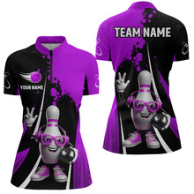 Load image into Gallery viewer, Custom Funny Bowling Shirts for Women Music Bowling Team Jersey Quarter Zip League QZT478