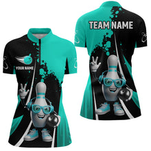 Load image into Gallery viewer, Custom Funny Bowling Shirts for Women Music Bowling Team Jersey Quarter Zip League QZT478