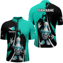 Load image into Gallery viewer, Custom Funny Bowling Shirts for Men Music Bowling Team Jersey Quarter Zip League QZT478