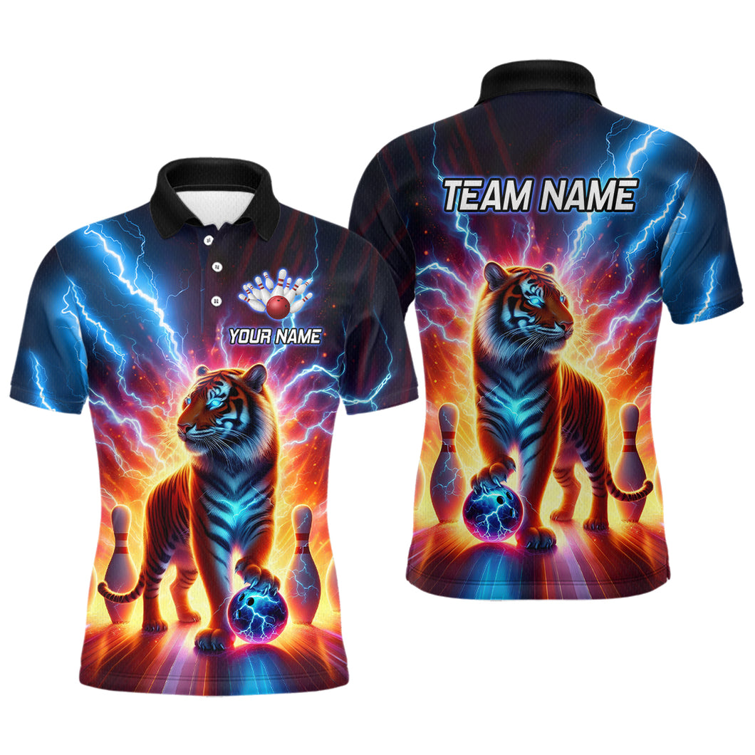Custom Tiger Bowling Jersey Thunder Bowling Team Shirt Polo Bowling for Men Women QZT637