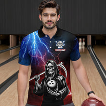 Load image into Gallery viewer, Thunder Bowling Shirt| Grim Reaper Bowling Jersey, Custom Bowling for Men Polo Bowling Shirt QZT405