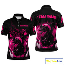 Load image into Gallery viewer, Pink Flame Dragon Bowling Shirt Custom Strike Bowling Team Jersey for Men Uniform QZT726