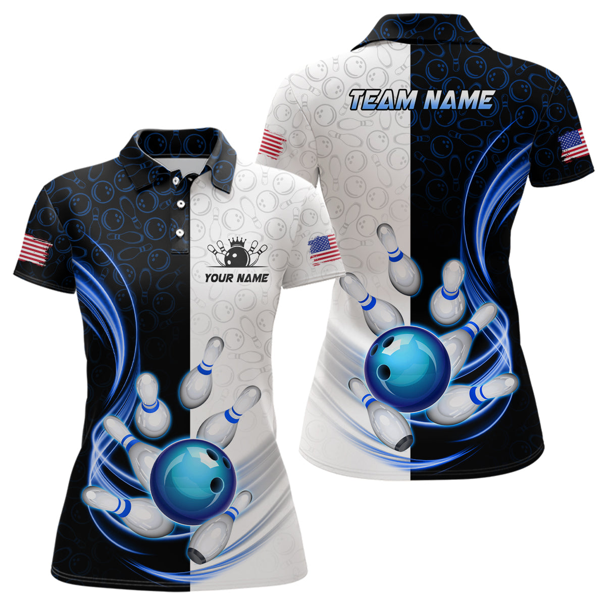 Custom Bowling Shirts for Women Camo Bowling Jersey Polo Bowling Team League QZT449