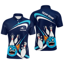 Load image into Gallery viewer, Custom Crazy Bowling Shirt for Men Women Bowling Polo Shirt Blue Bowling Outfit QZT589