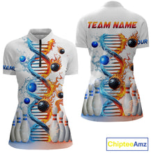 Load image into Gallery viewer, Custom Flame &amp; Water DNA Bowling Shirt White Quarter-Zip Bowling Jersey for Men And Women QZT685