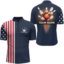 Load image into Gallery viewer, Personalized 3D Men&#39;s Bowling Team Jersey Bowling Shirt American Bowling Quarter-Zip Shirt QZT8