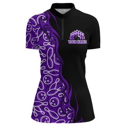 Custom Bowling Shirt for Women Personalized Bowling Jersey Bowling Team League Quarter-Zip Shirt QZT66