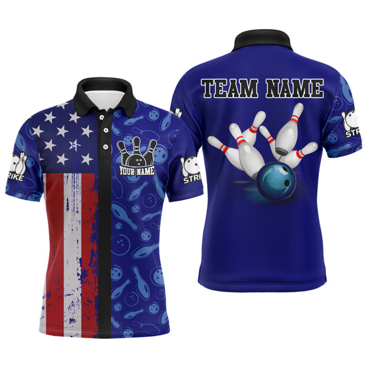 American Bowling Polo Shirt for Men Custom Bowling Team Shirt Bowlers Jersey QZT234