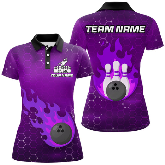 Flame Bowling Shirt for Women Custom Bowling Polo Jersey Bowling Team Shirt Bowlers Jersey QZT235