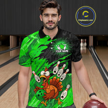 Load image into Gallery viewer, Custom Green Turkey Bowling Shirt Funny Ball Pin League Jersey for Men Polo Outfit QZT765