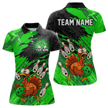 Load image into Gallery viewer, Custom Green Turkey Bowling Shirt Funny Ball Pin League Jersey for Women Polo Outfit QZT765