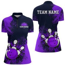Load image into Gallery viewer, Personalized Women&#39;s Bowling Shirts Bowling Jersey Quarter Zip Bowling Performance QZT497