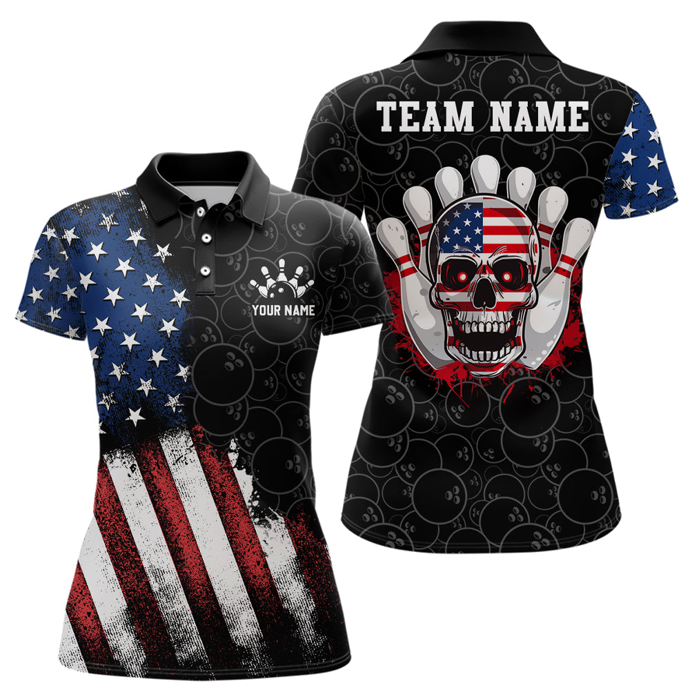 Skull Bowling Shirt for Women Custom Bowling Jersey Bowling Polo Shirt Bowling Team League QZT293