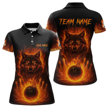 Load image into Gallery viewer, Orange Flame Wolf Bowling Shirt for Women Custom Bowling Jersey League Polo &amp; Quarter-Zip QZT741
