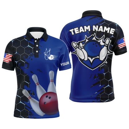 Navy & Black Bowling Shirt Customized Camo Bowling Shirt Polo Bowling Team League for Men QZT266