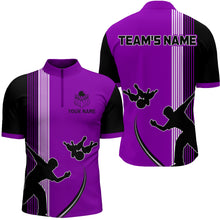 Load image into Gallery viewer, Personalized Men 1/4 Zip Shirt Bowling Silhoutte Shirts Bowling Team League QZT427