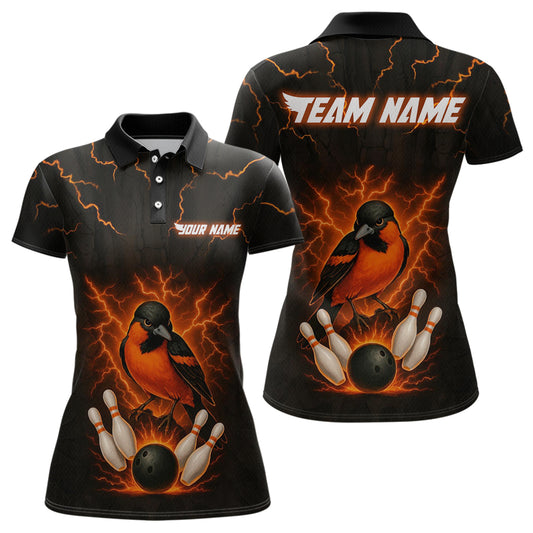 Custom Thunder Lightning Orioles Bowling Shirt Polo & Quarter-Zip Bowling Jersey for Women QZT716