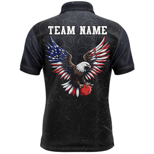 Personalized US Flag Bowling Shirt Eagle Bowling Jersey Polo Shirt Bowling for Men QZT274