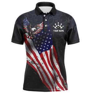 Personalized US Flag Bowling Shirt Eagle Bowling Jersey Polo Shirt Bowling for Men QZT274