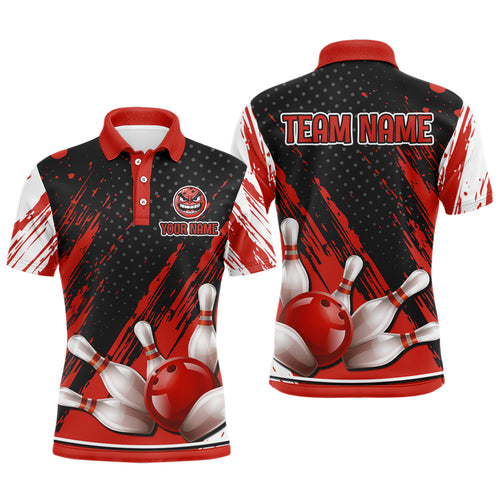 Personalized 3D Polo Bowling Shirts for Men Funny Red Bowling Team Jersey  QZT512