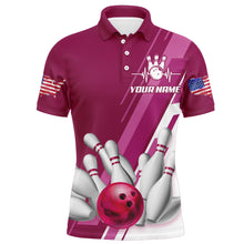 Load image into Gallery viewer, Men's Bowling Shirt Polo Bowling Shirt Personalized Patriotic Bowling Shirt QZT281