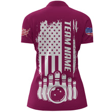 Load image into Gallery viewer, Women's Bowling Shirt Pink 1/4-Zip Bowling Shirt Patriotic Bowling Shirt QZT281