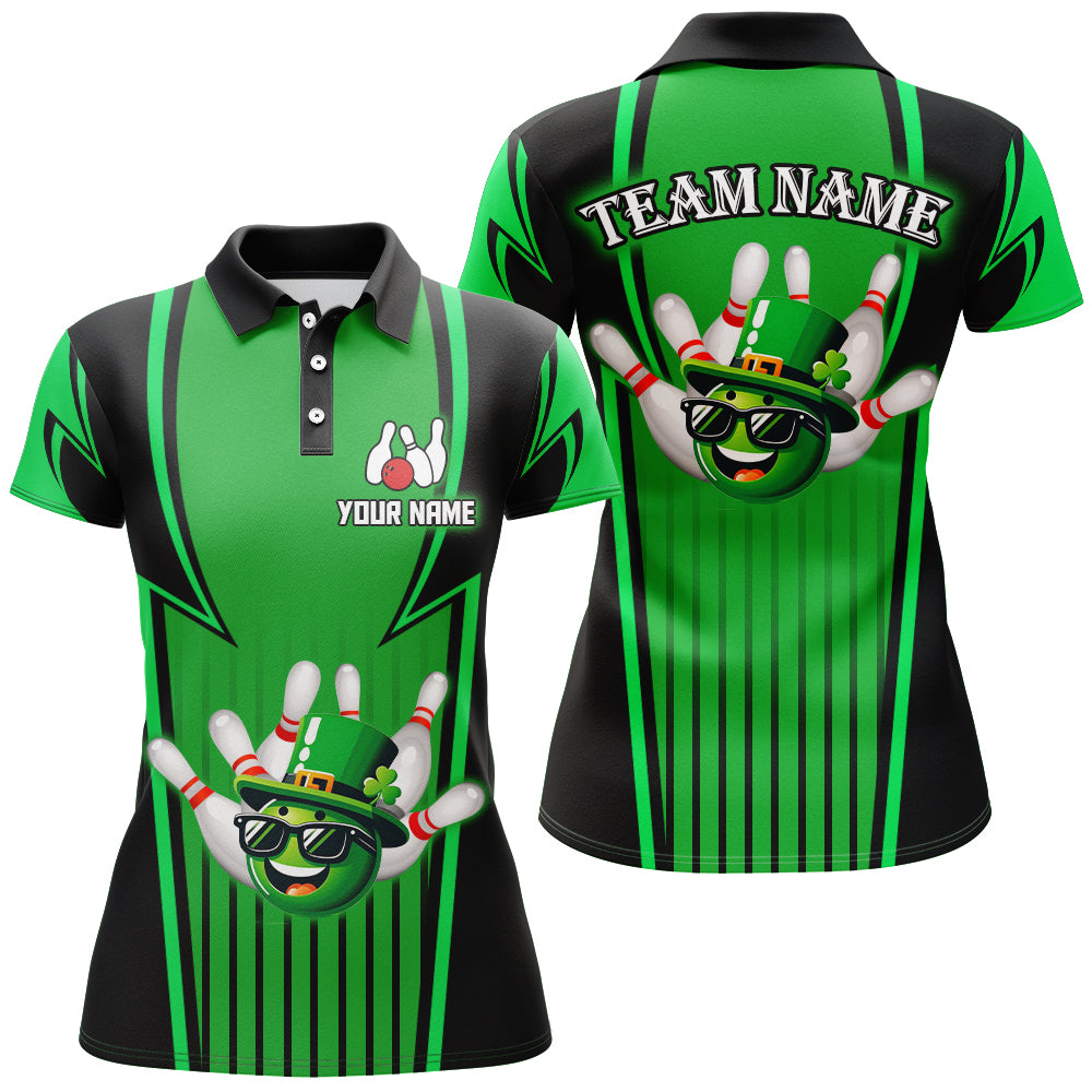 Personalized Bowling Patrick Day Shirt for Women Lucky Bowling Team Jersey Green Bowling Polo Shirt QZT222