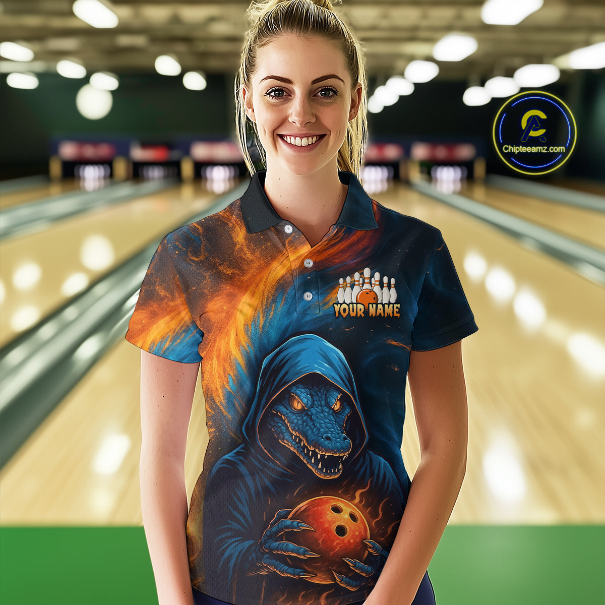 Custom Alligator Bowling Team Shirt Unisex Bowling Jersey for Women Polo & 1/4-Zip QZT754