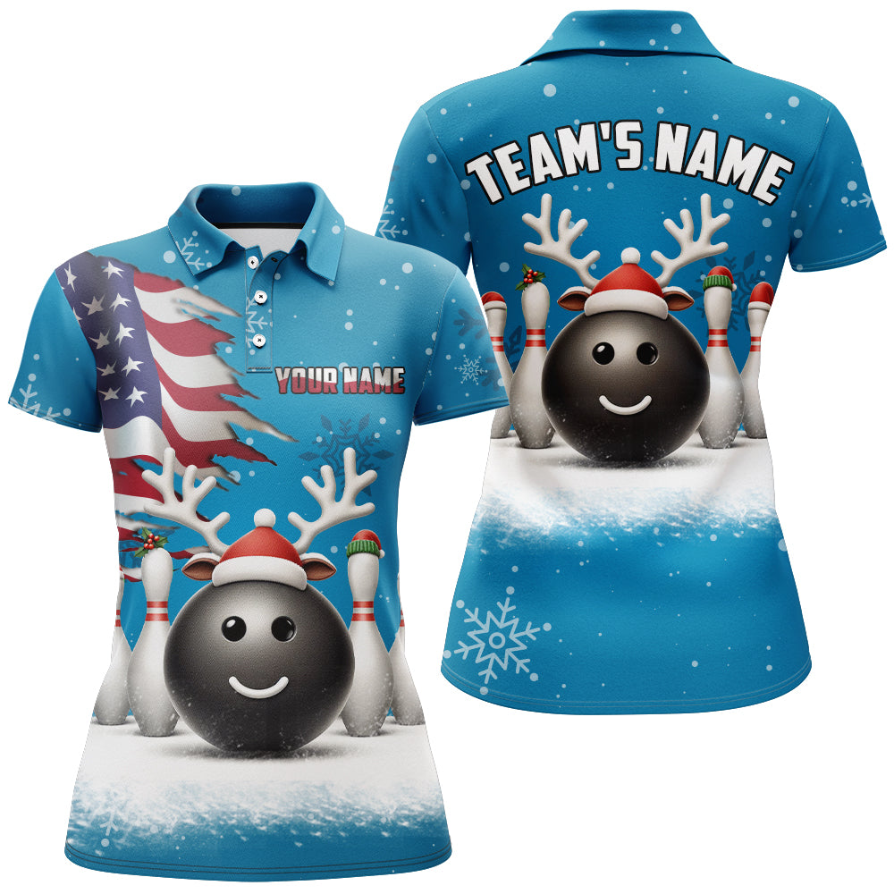 Custom Christmas Bowling Team Shirts Multicolor Polo Bowling Jersey for Women QZT485