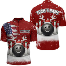 Load image into Gallery viewer, Custom Christmas Bowling Team Shirts Multicolor Men 1/4 Zip Bowling Jersey QZT485