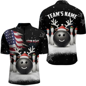 Custom Christmas Bowling Team Shirts Multicolor Men 1/4 Zip Bowling Jersey QZT485