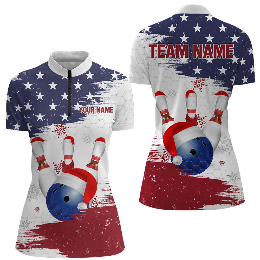 Personalized 3D bowling Shirts for Women Christmas Bowling Jersey Polo Bowling Gifts QZT486