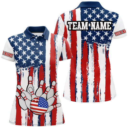 American Bowling Polo Shirt for Women Custom Bowling Team Shirt Bowlers Jersey QZT227