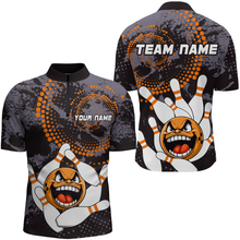 Load image into Gallery viewer, Orange Camo Bowling Shirt Funny Bowling Team Jersey for Men Quarter-Zip Bowling Shirt QZT255