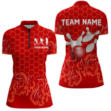 Load image into Gallery viewer, Personalized 1/4 Zip Bowling Shirt for Women Multicolor Bowling Team League QZT406