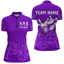Load image into Gallery viewer, Personalized 1/4 Zip Bowling Shirt for Women Multicolor Bowling Team League QZT406