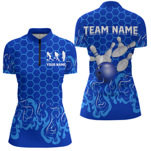 Load image into Gallery viewer, Personalized 1/4 Zip Bowling Shirt for Women Multicolor Bowling Team League QZT406