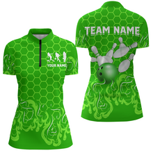 Load image into Gallery viewer, Personalized 1/4 Zip Bowling Shirt for Women Multicolor Bowling Team League QZT406