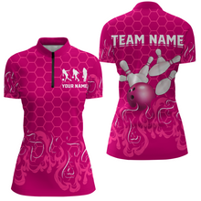 Load image into Gallery viewer, Personalized 1/4 Zip Bowling Shirt for Women Multicolor Bowling Team League QZT406