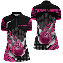 Load image into Gallery viewer, Personalized Flame Bowling Shirts Women Bowling Team League 1/4 Zip Bowling QZT410