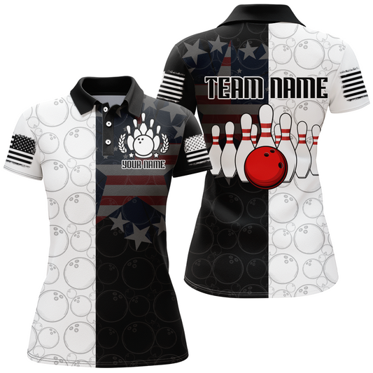 Custom US Bowling Team Jersey Polo Bowling Shirts for Women Bowlers Jersey QZT426