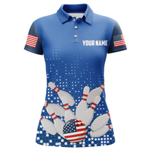 Load image into Gallery viewer, Navy Bowling Shirt Customized Polo Shirt for Women Bowling Team with Name QZT271