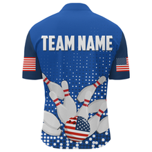 Load image into Gallery viewer, Navy Bowling Shirt Customized Quarter-Zip Shirt for Men Bowling Team with Name QZT271