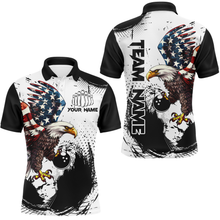 Load image into Gallery viewer, Personalized Eagle Bowling Shirts Patriotic Bowling Jersey for Men Polo Shirt QZT307