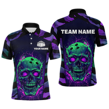 Load image into Gallery viewer, Black &amp; Purple Skull Bowling Jersey Custom Polo Bowling Team Shirt for Men Women QZT675
