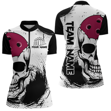Load image into Gallery viewer, Skull Bowling Shirt for Women Custom Bowling Jersey Bowling 1/4 Zip Shirt Bowling Team League QZT293