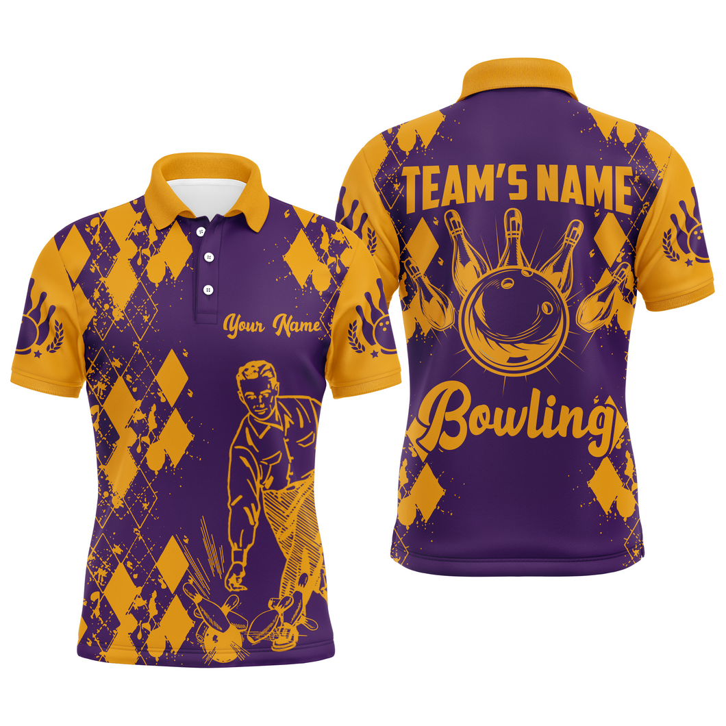 Funny Bowling Polo Shirt for Men Bowling Team Jersey Bowling Shirt Custom Bowling Shirt QZT20